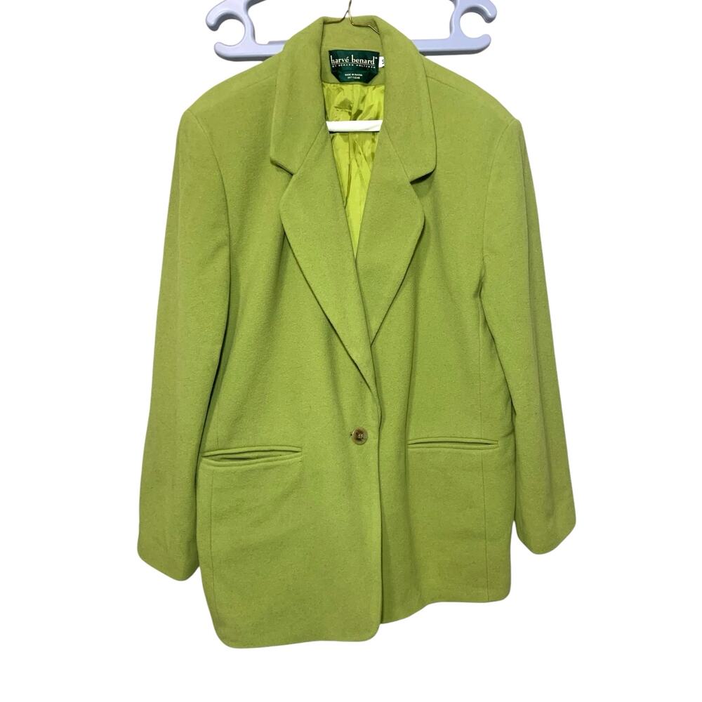 Women's Harve Benard By Benard Holtzman Wool Blazer Lime Green Size 14